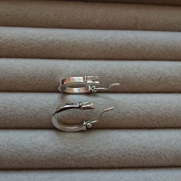 Coach Pave Signature Silver & Crystal Hoop Earrings - Picture 6 of 8